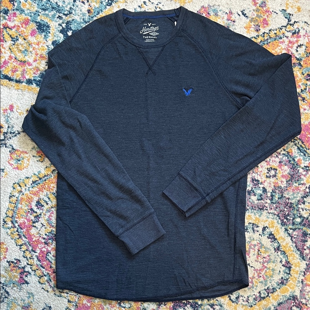 American Eagle Navy Heritage Thermal Top XL